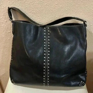 Michael Kors studded black leather hobo bag with dust bag
